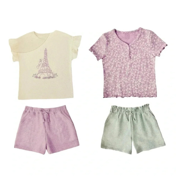 NWT Member's Mark 4 Piece Girls Playwear Set - 2 Shirts, 2 Shorts - Picture 4 of 4